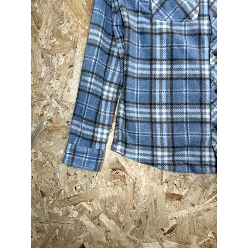 ONeill Fleece Flannel Shirt Mens Medium Blue Plaid Snap Button Long Sleeve - Picture 2 of 14